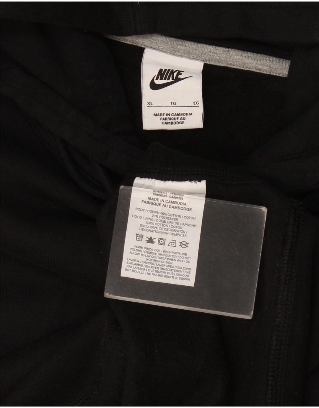 Nike Pull à capuche pour homme XL en coton noir