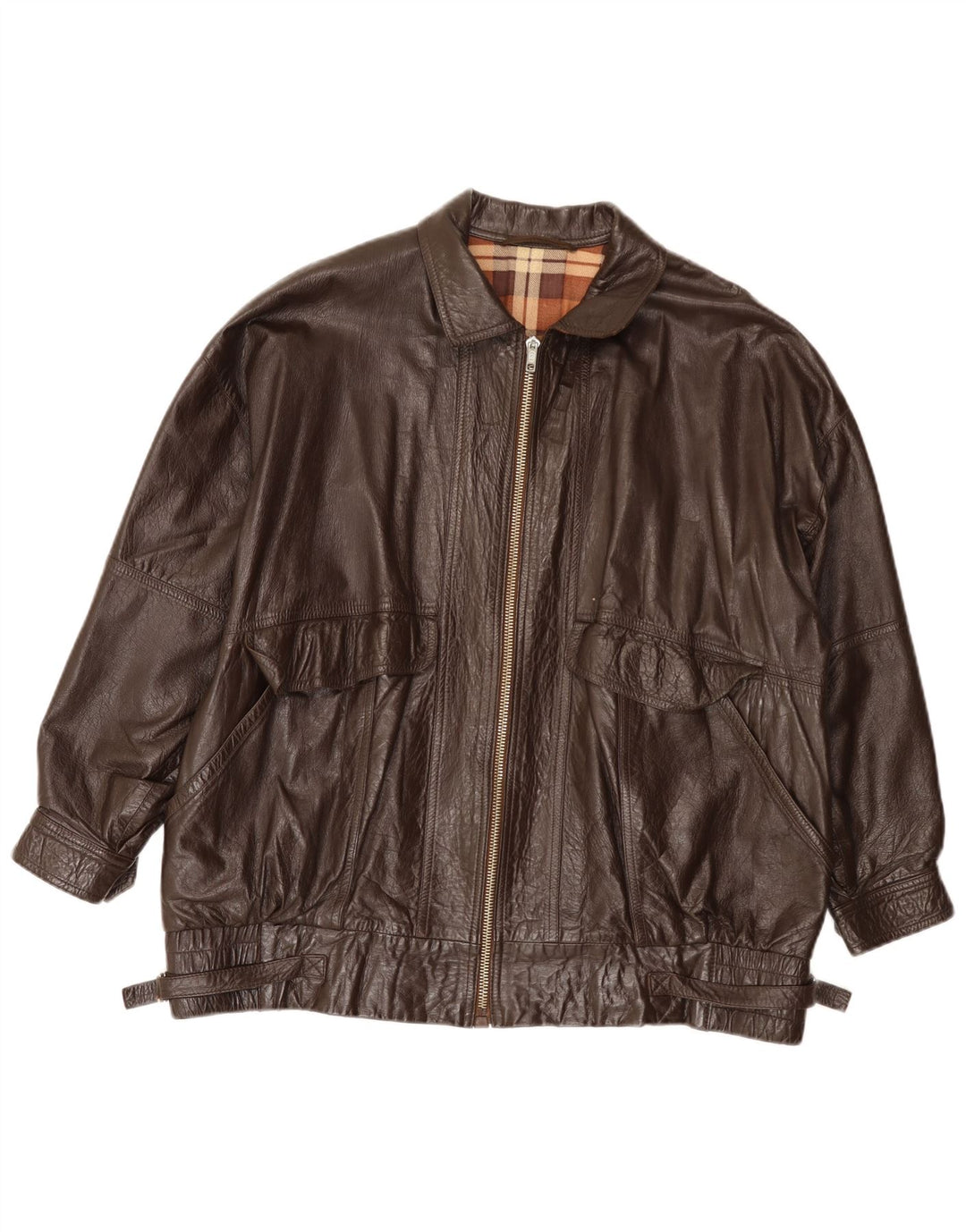 veste en cuir homme vintage UK 40 Grand Marron