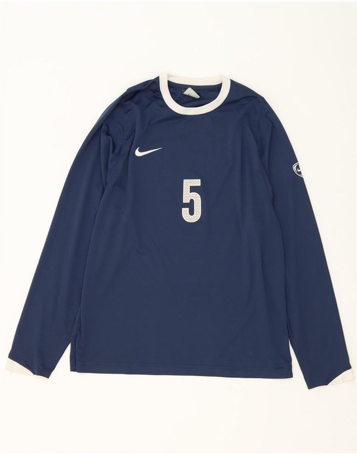 Nike Haut graphique à manches longues pour hommes UK 39/41 Bleu marine moyen Polyester