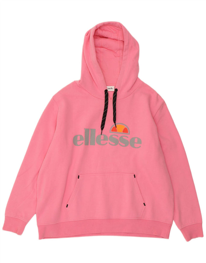 ELLESSE Pull à capuche surdimensionné graphique pour femme UK 22 3XL Coton rose