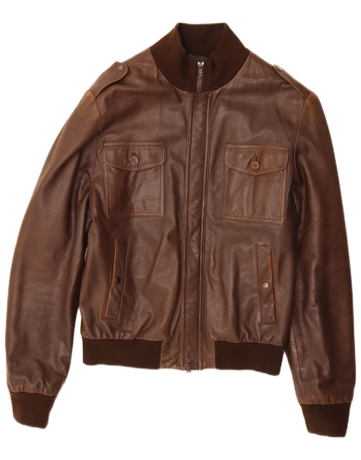 Veste en cuir militaire vintage pour homme IT 50 Grand cuir marron