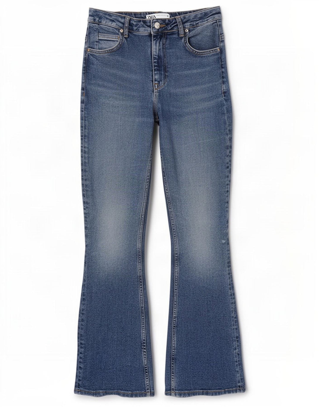 Zara Jean évasé pour femme EU 40 Medium W30 L31 Bleu Coton