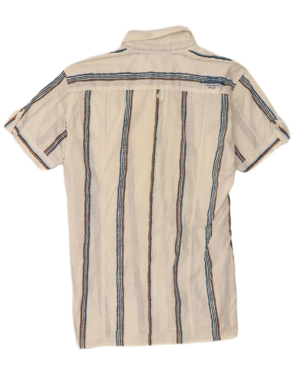 Lee Chemise à manches courtes pour homme en coton rayé blanc