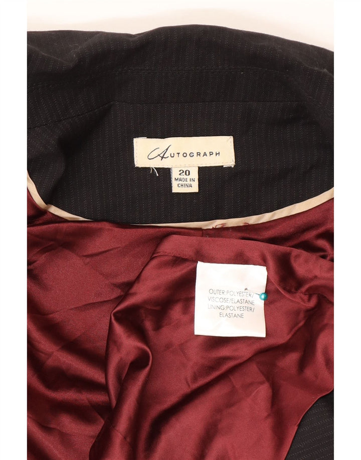 Marks & Spencer Veste blazer autographe pour femme UK 20 2XL Noir à fines rayures