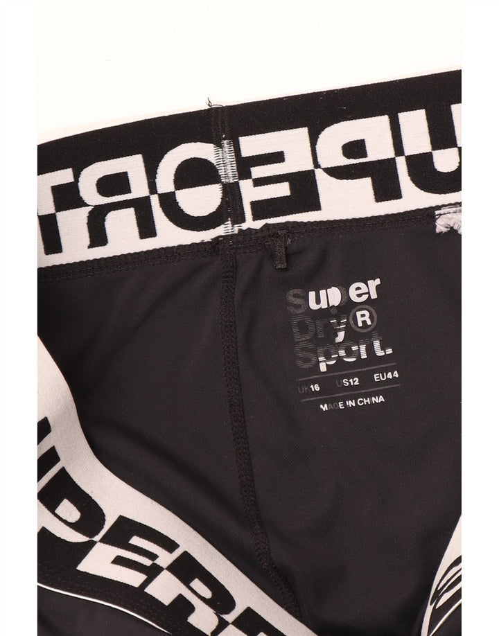 Superdry Legging court graphique pour femme UK 16 Large Noir