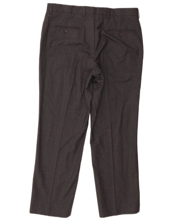 Marks & Spencer Pantalon de costume fuselé coupe ajustée pour homme W34 L29 Gris à carreaux