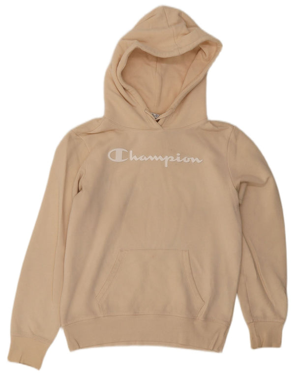 Champion Pull à capuche graphique pour femme UK 14 Coton beige moyen