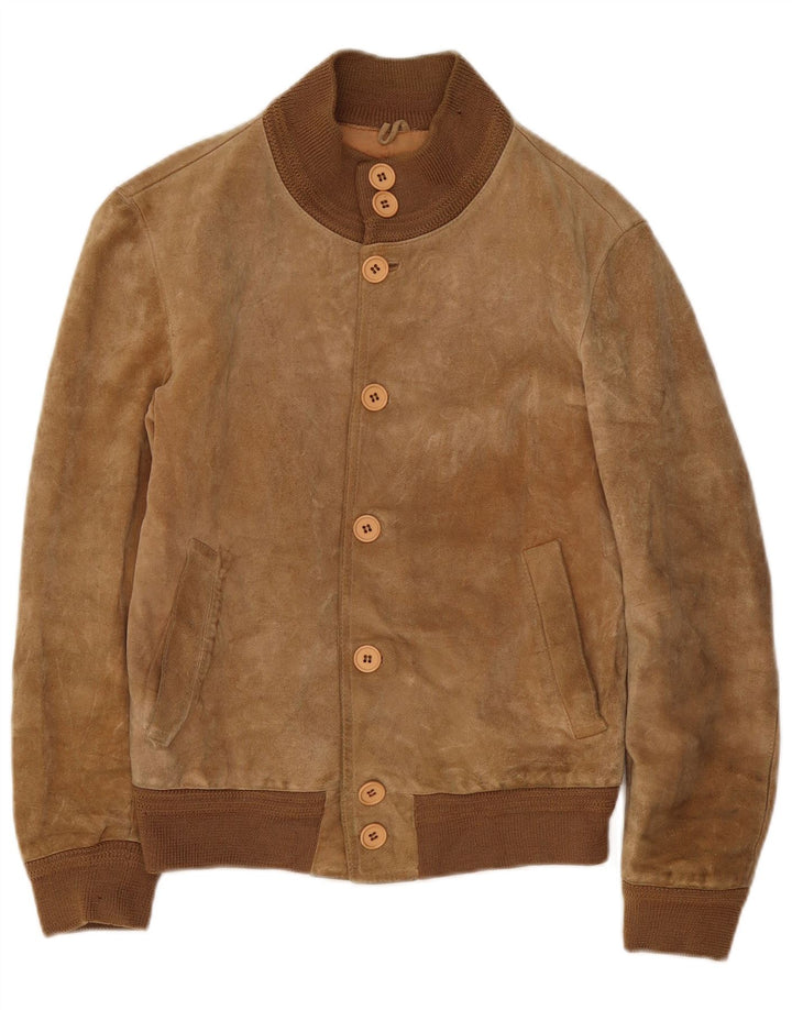 Veste Bomber En Daim Vintage Homme IT 46 Petit Beige