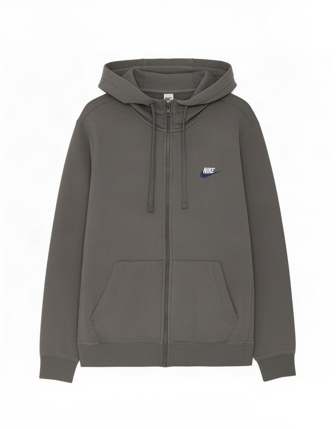 Nike Pull à capuche zippé pour homme Petit coton gris