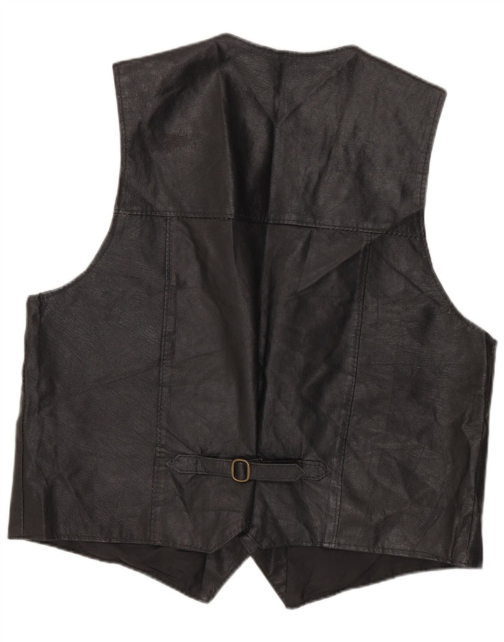 gilet en cuir homme vintage XL Noir