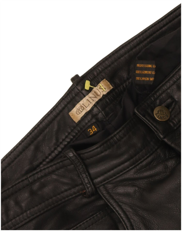 Linus Pantalon slim en cuir pour homme W34 L34 Noir