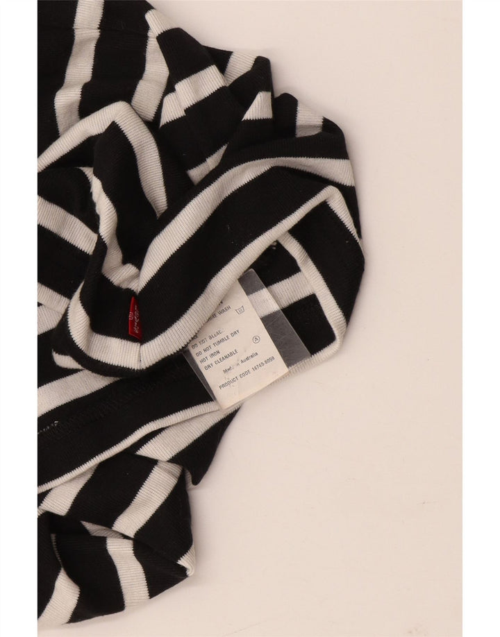 Levi's Crop Halter Top Femme UK 8 Small Noir Rayé Coton