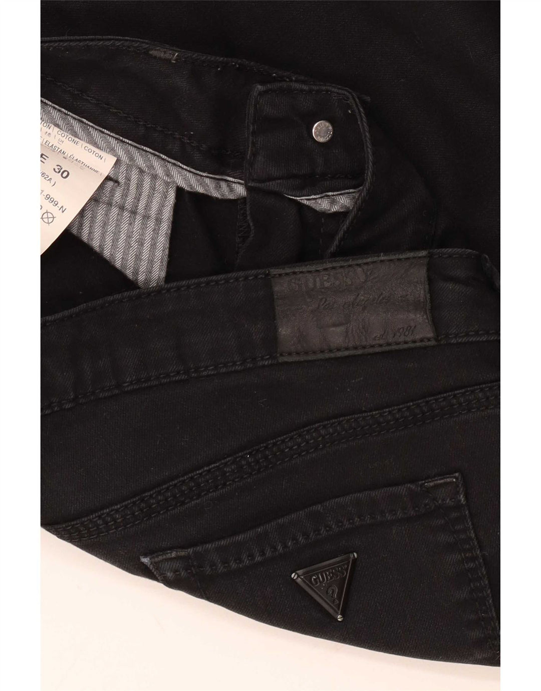 Guess Jean Slim Femme W30 L29 Noir Coton