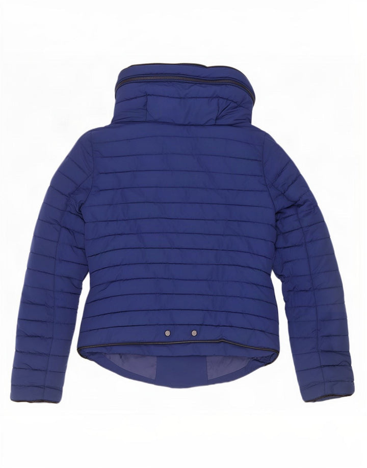 Zara Veste matelassée à capuche pour femme UK 10 Small Bleu