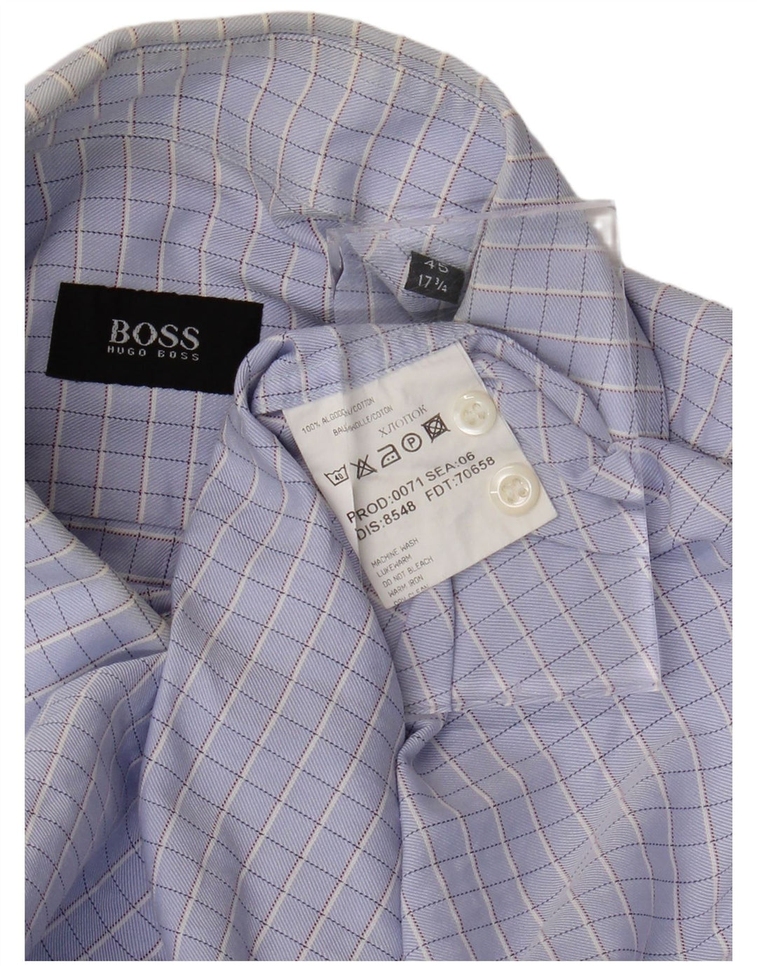 HUGO BOSS Chemise homme Taille 45 17 1/2 XL Coton à carreaux violet