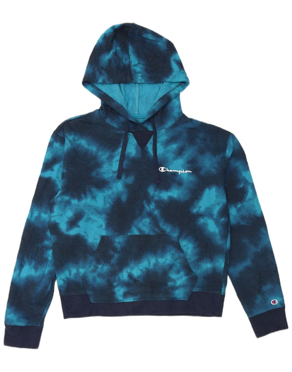 Champion Pull à capuche pour femme UK 44 Bleu moyen Tie Dye Coton