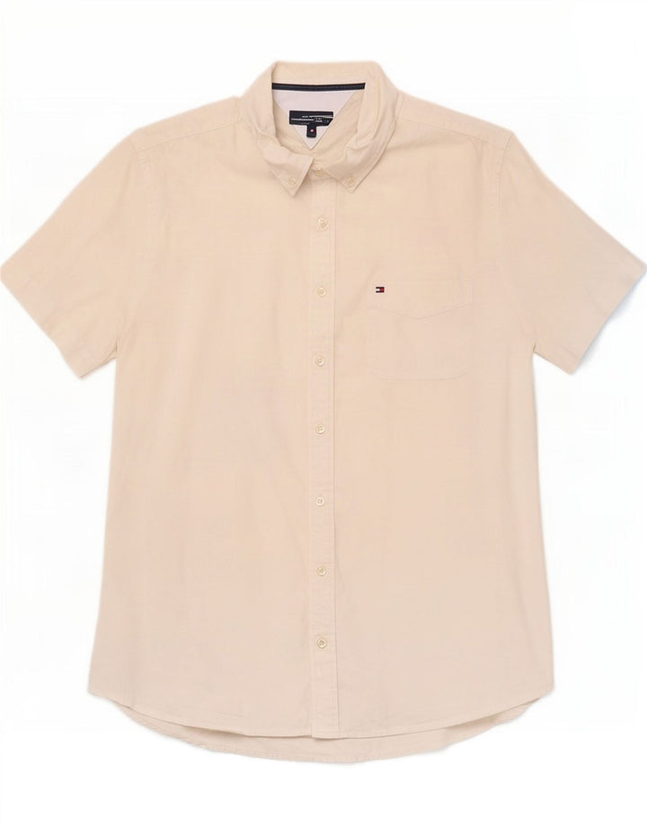 Tommy Hilfiger Chemise stretch à manches courtes pour homme Petit coton blanc