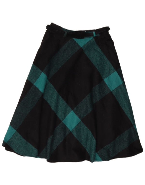 jupe évasée femme vintage IT 42 Medium W26 Black Check Wool