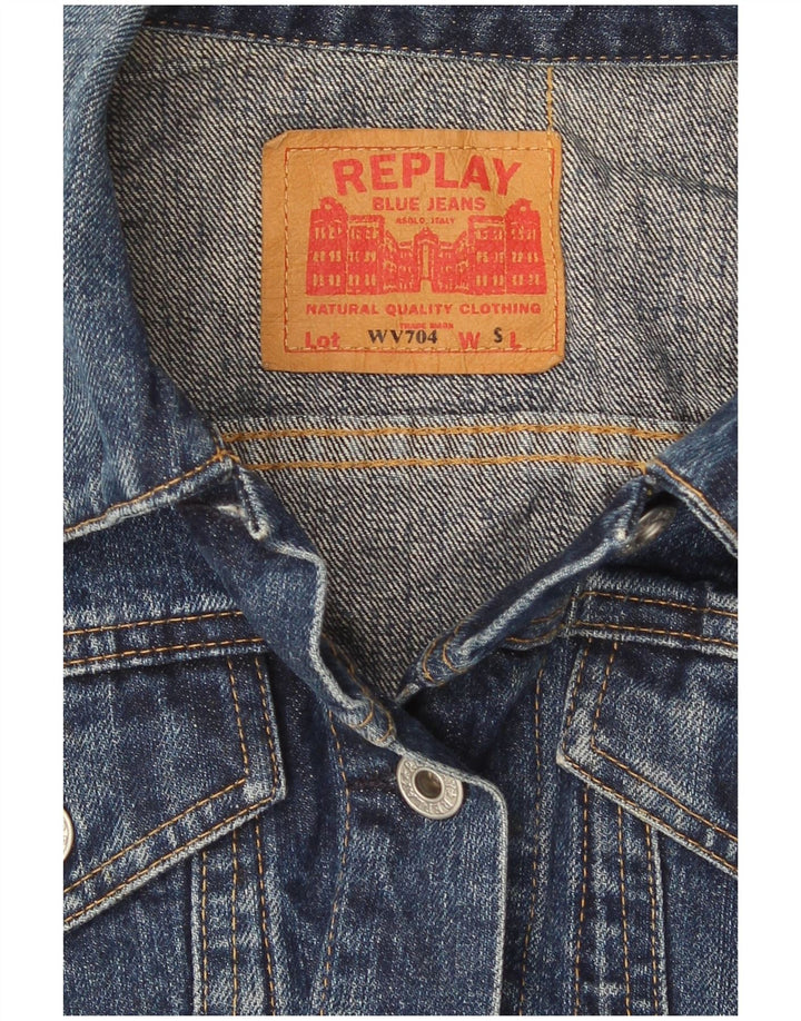 Replay Veste en jean courte pour femme UK 8 Small Bleu Coton