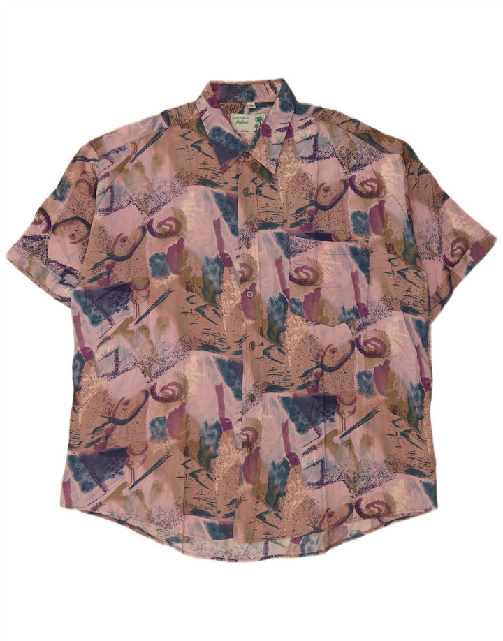 Chemise à manches courtes pour hommes à motif abstrait en noix de coco 2XL violet tropical