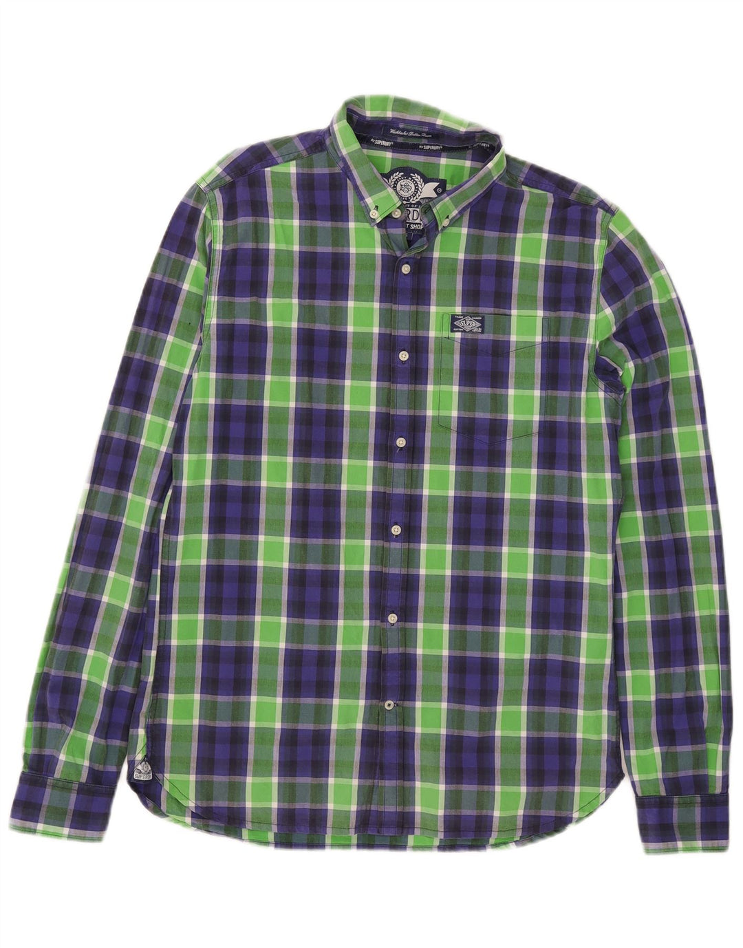 Superdry Chemise Homme Grand Carreau Vert Coton