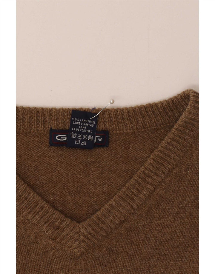 Gant Pull col V Homme Marron Moyen Moucheté Laine d'Agneau