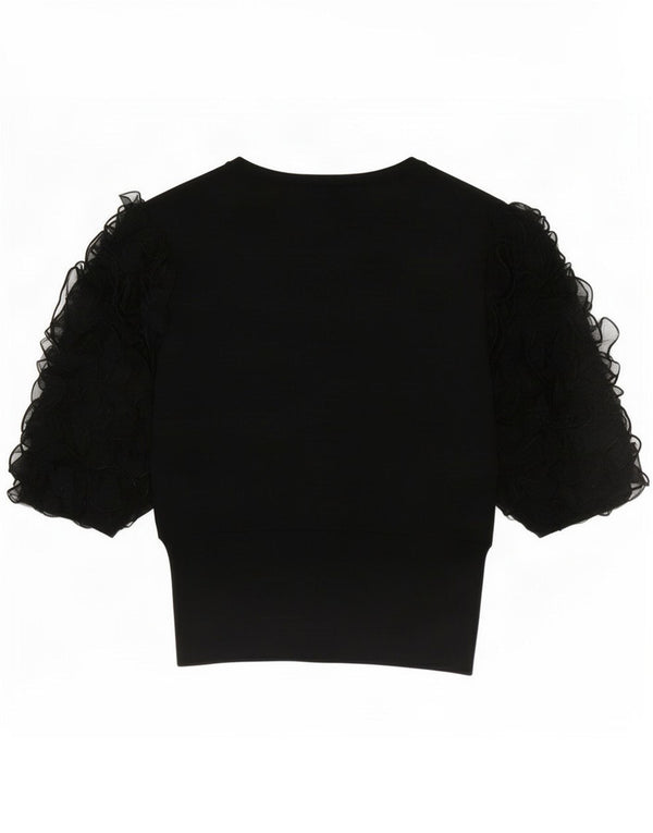 Zara Chemisier à manches 3/4 pour femme UK 42 - Viscose florale noire moyenne