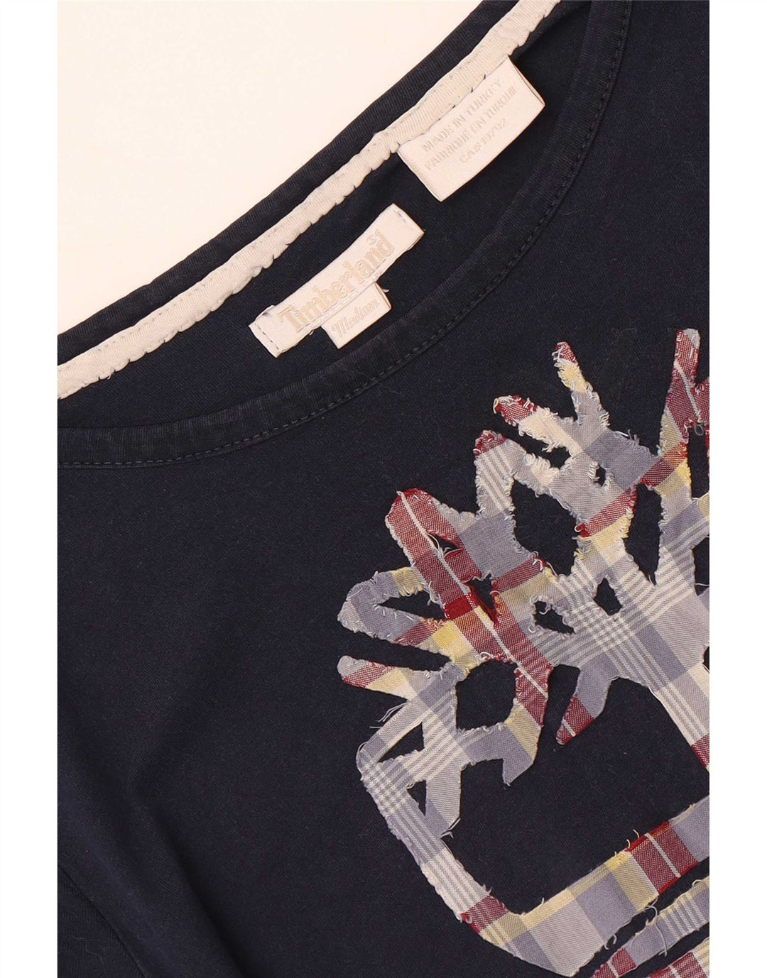 Timberland T-shirt graphique pour femme UK 12 Bleu marine moyen