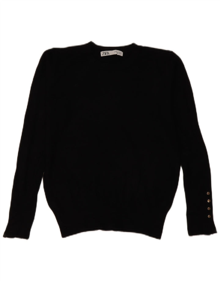 Zara Pull ras du cou pour femme UK 14 Medium Noir Viscose