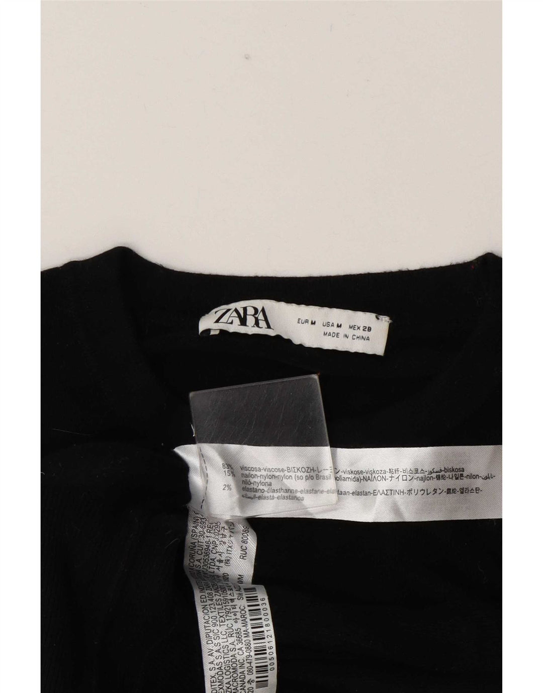 Zara Pull ras du cou pour femme UK 14 Medium Noir Viscose