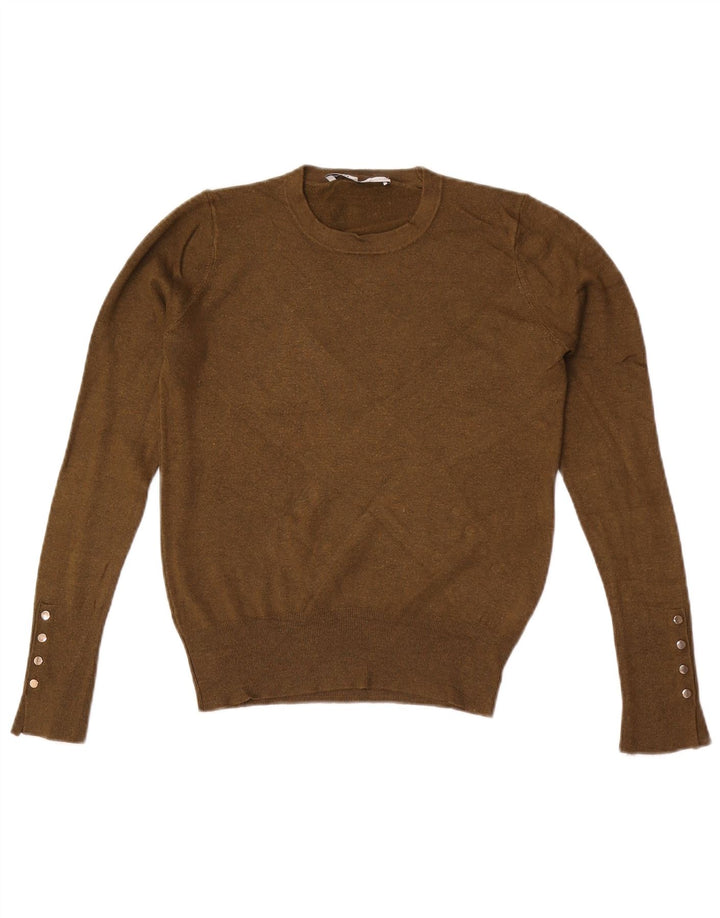 Zara Pull à col rond pour femme UK 12 Kaki moyen