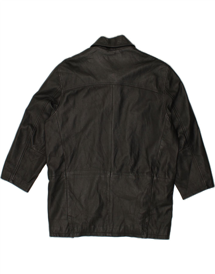 VINTAGE Manteau en cuir coupe ample pour homme IT 48 Cuir noir moyen