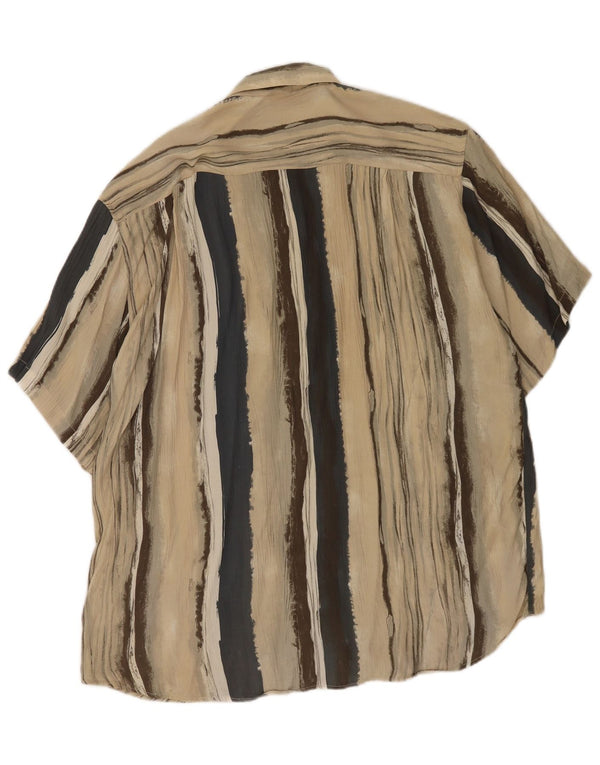Chemise à manches courtes homme vintage grande viscose rayée beige