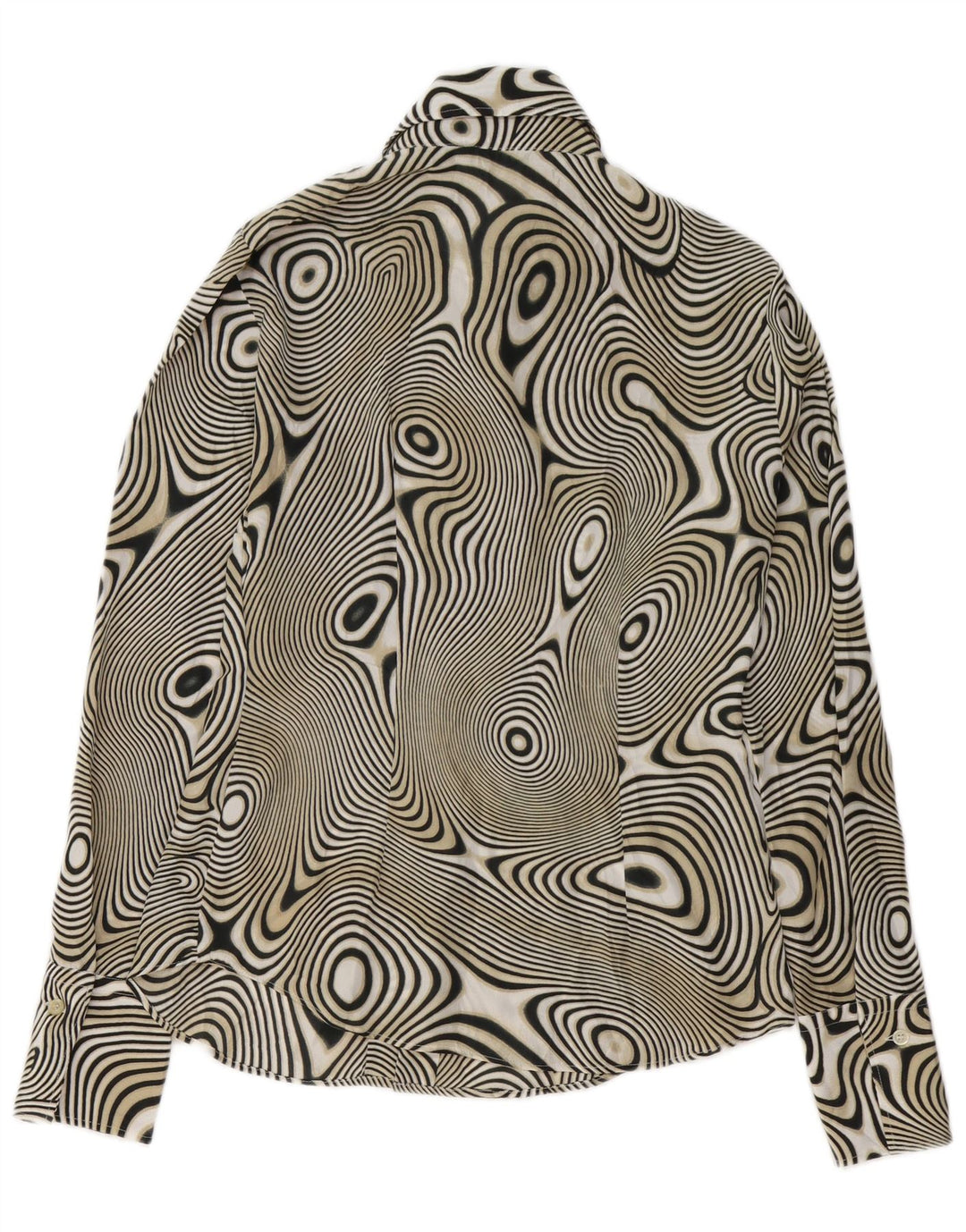 BENETTON Chemisier à motif abstrait pour femme UK 44 Noir moyen