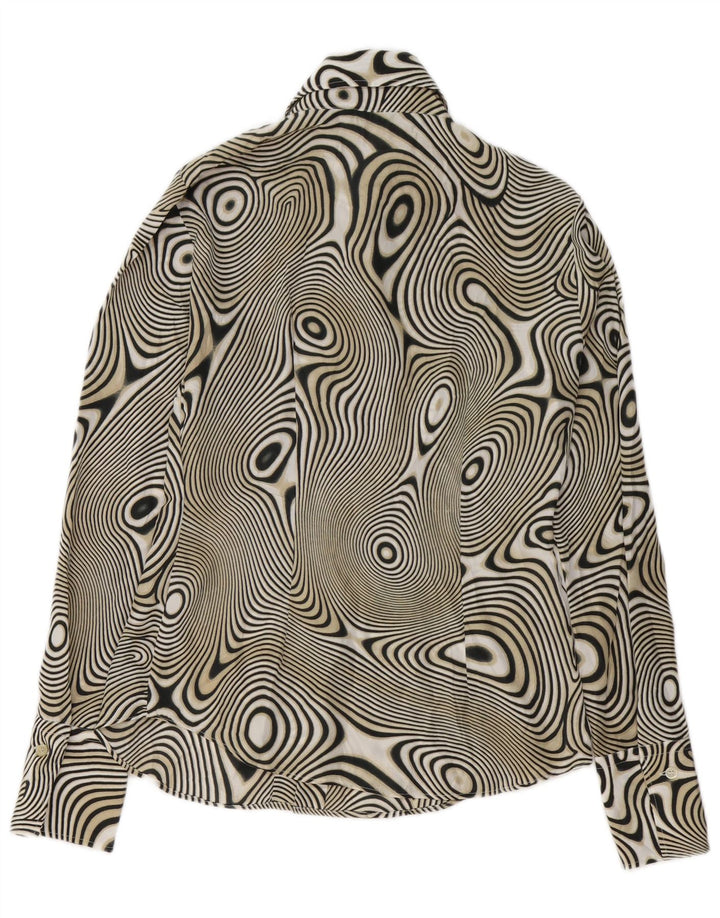 BENETTON Chemisier à motif abstrait pour femme UK 44 Noir moyen