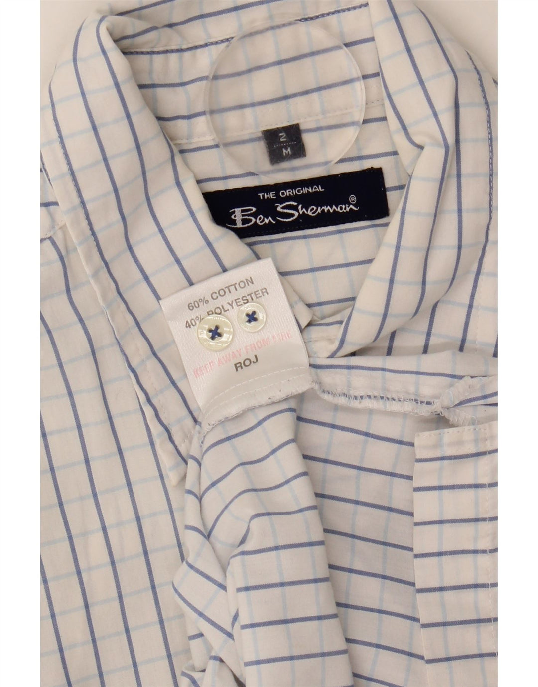 Ben Sherman Chemise à manches courtes pour homme en coton à carreaux bleu moyen