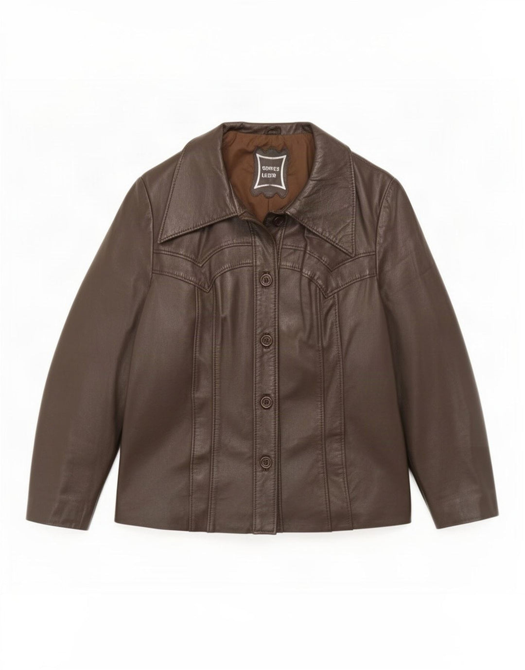 veste en cuir femme vintage IT 44 Brun moyen