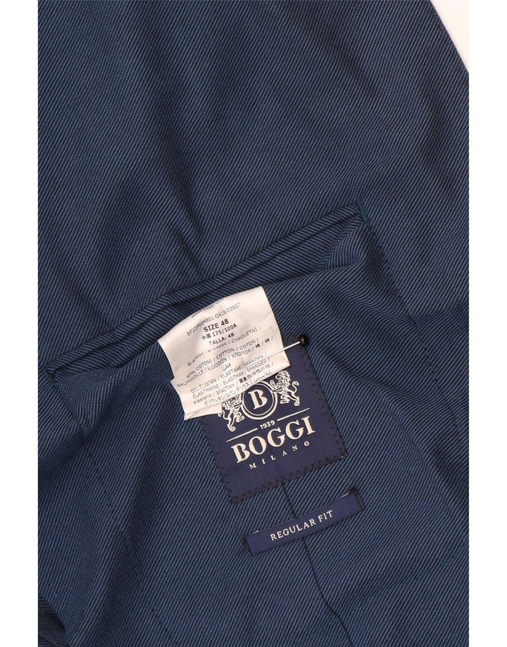 Boggi Veste blazer coupe classique à 2 boutons pour homme IT 48 Bleu moyen Coton