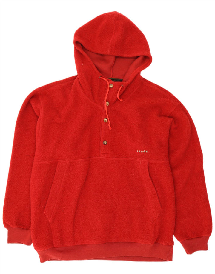 Jantzen Pull à capuche en polaire pour homme avec col boutonné Taille L Rouge