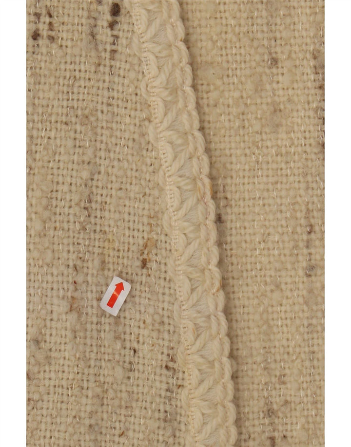 VINTAGE Femme Sans Manches Cardigan Ouvert Pull UK 16 Grand Beige Moucheté