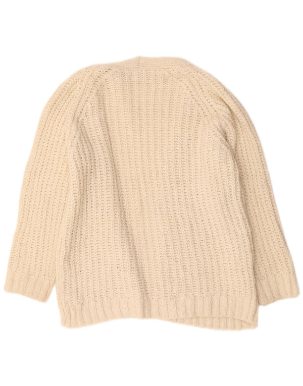 Zara Pull cardigan ouvert surdimensionné pour femme UK 14 Acrylique beige moyen
