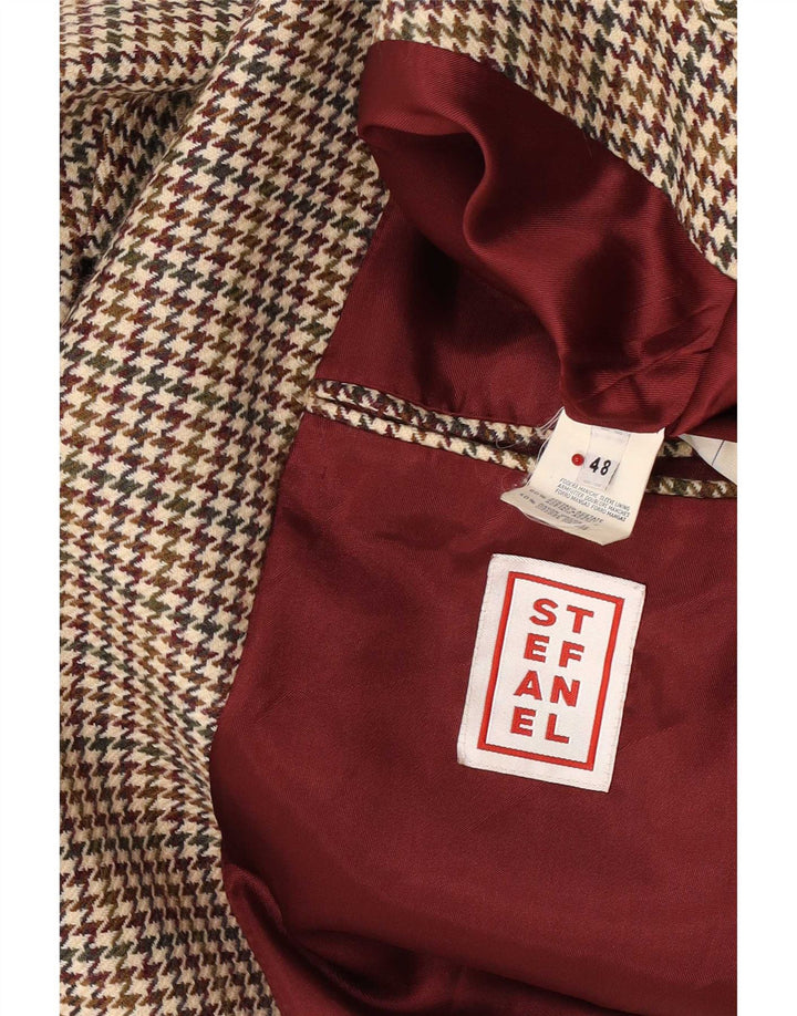 Stefanel Veste Blazer 2 Boutons Homme IT 48 Acétate Pied-de-Poule Marron Moyen