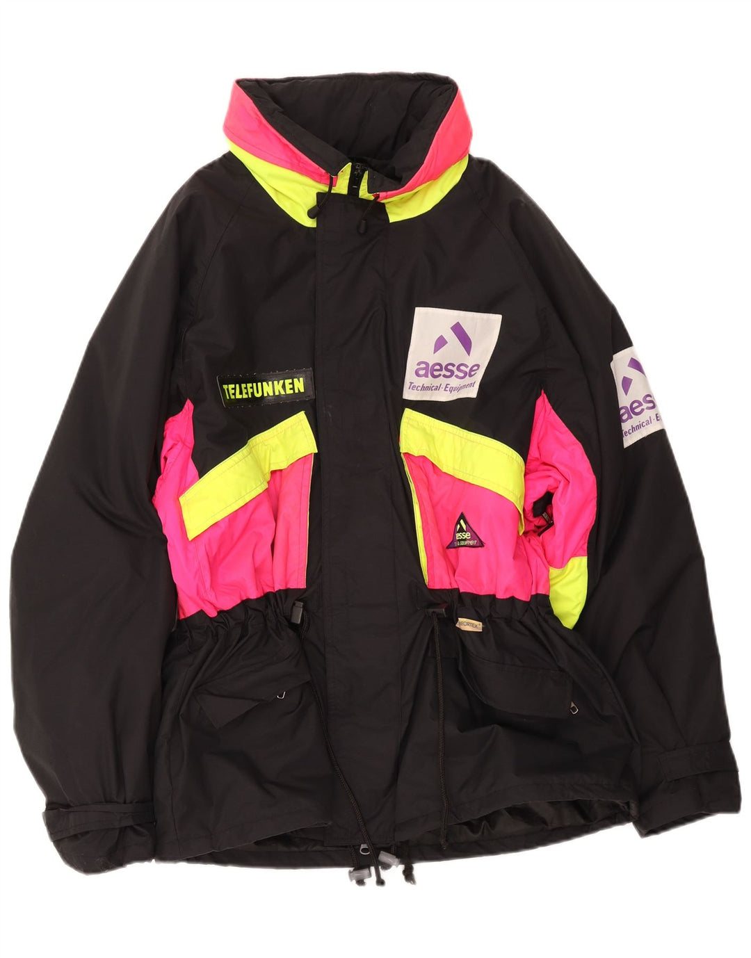 Aesse Veste de ski à capuche graphique pour homme UK 38 Medium Black Colourblock