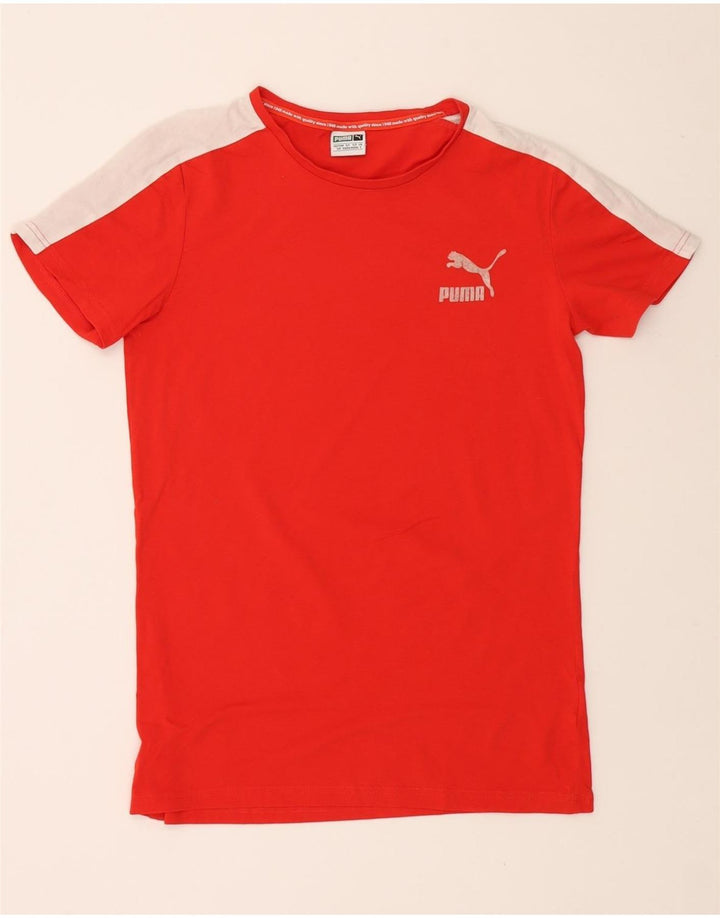 PUMA Mens T-Shirt Top Small Red Colourblock Vintage Puma and Second-Hand Puma from Messina Hembry 