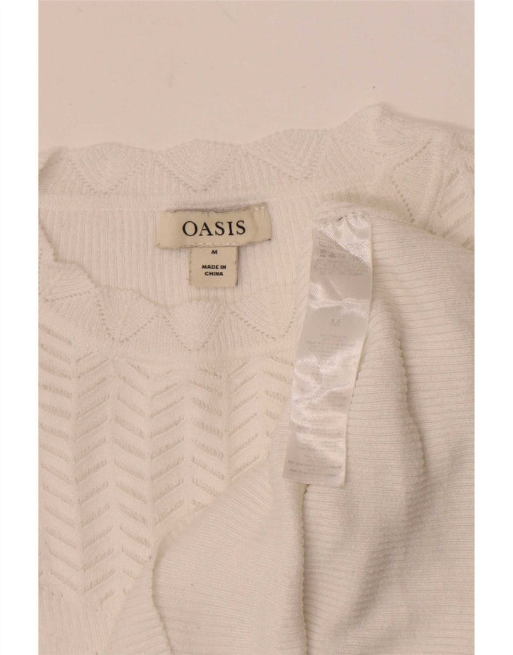 Oasis Pull à col rond pour femme UK 12 Medium Blanc Polyester