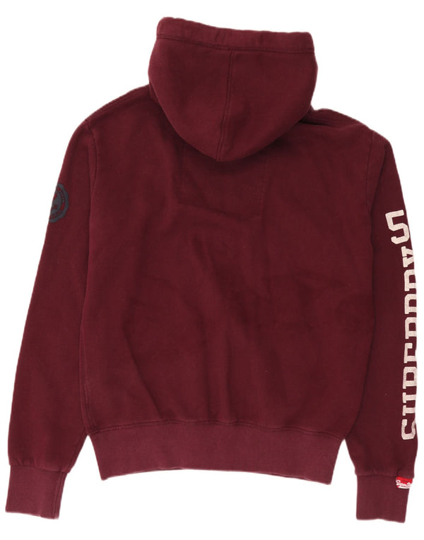 Superdry Pull à capuche zippé graphique pour hommes, grand coton bordeaux