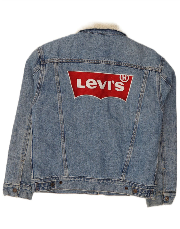 Levi's Veste en Jean Graphique Sherpa Femme UK 10 Petit Bleu Coton