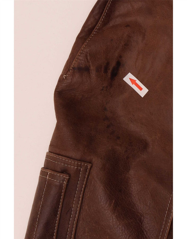 Veste Bomber En Cuir Homme Vintage IT 52 2XL Marron