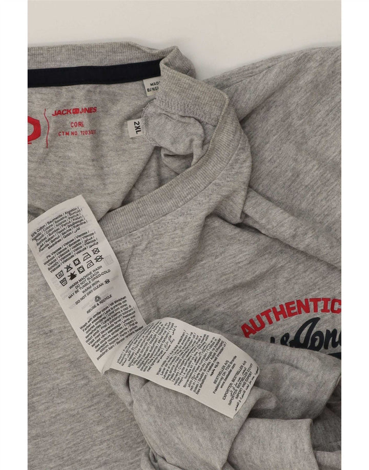 Jack & Jones T-Shirt Homme Top 2XL Gris Coton