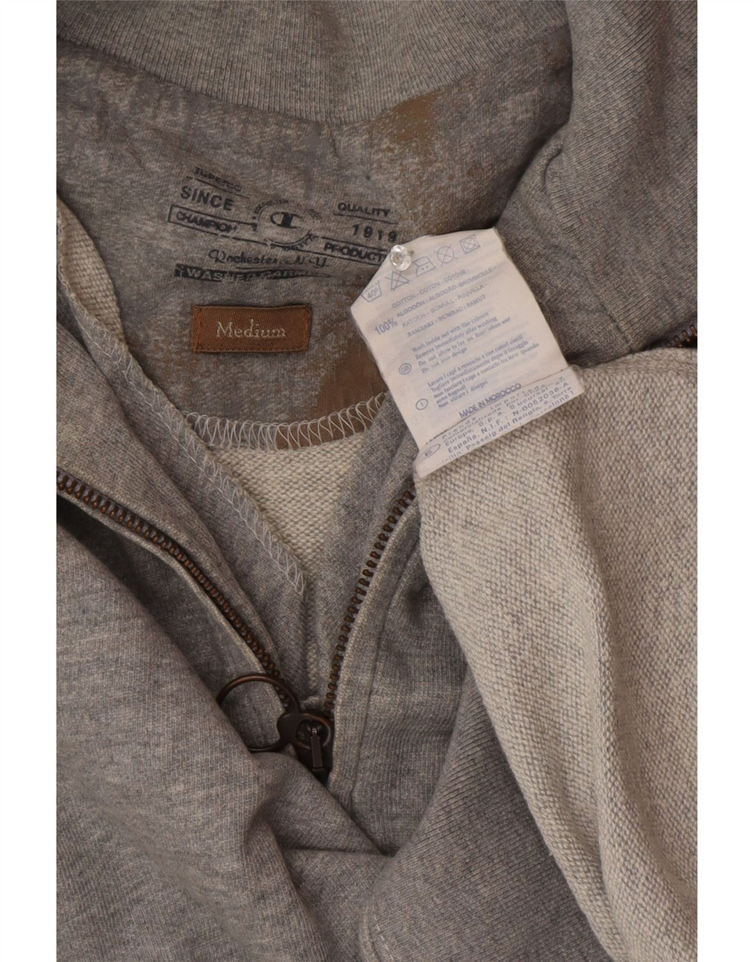 Champion Sweat-Shirt Col Zippé Homme Gris Moyen Coton